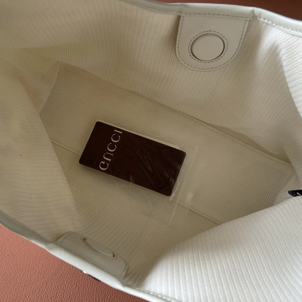 Gucci Giglio Flora small tote bag ‎860845 White leather