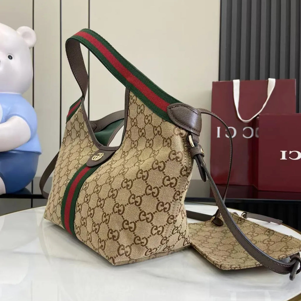 Gucci Giglio small tote bag ‎860845 Beige and dark brown GG canvas
