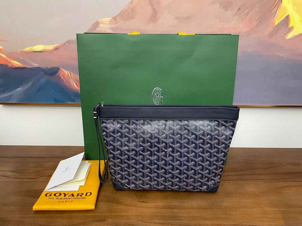 Goyard Conti Pouch Goyardine Canvas Calfskin GY028591 Navy Blue