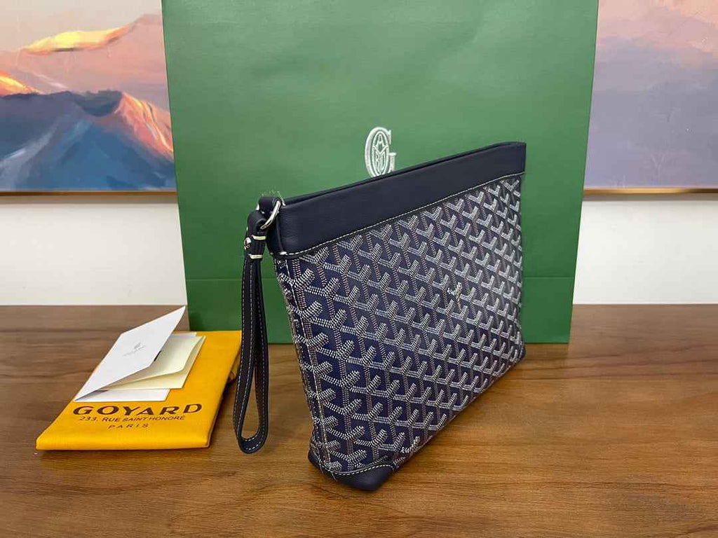 Goyard Conti Pouch Goyardine Canvas Calfskin GY028591 Navy Blue