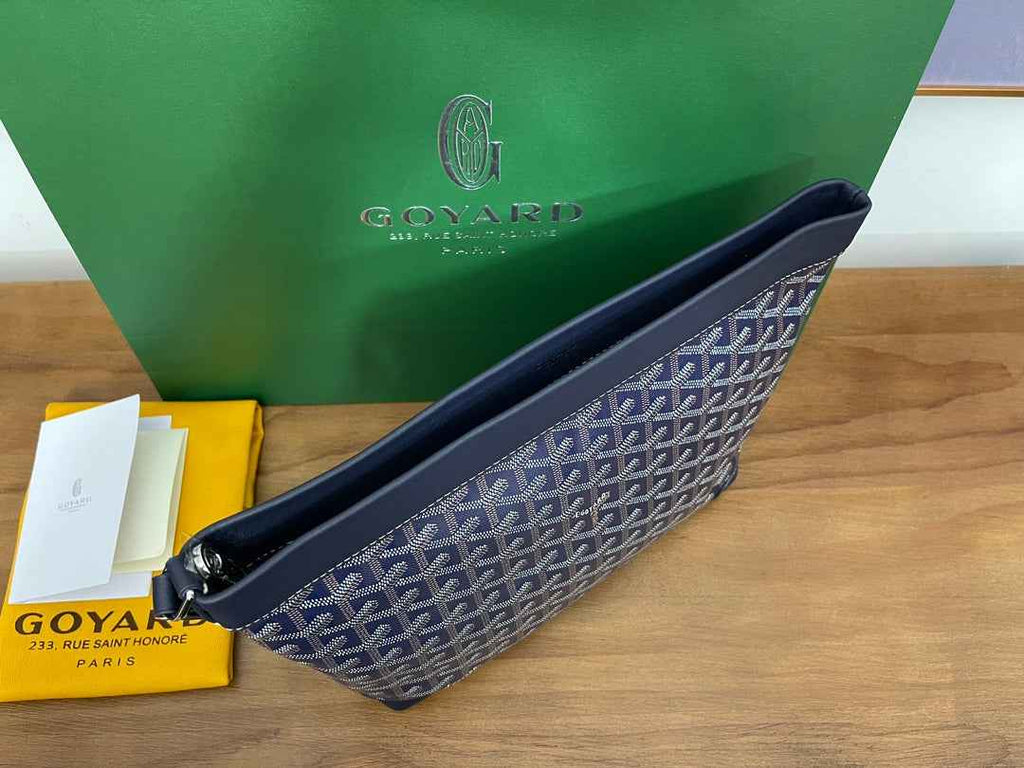 Goyard Conti Pouch Goyardine Canvas Calfskin GY028591 Navy Blue