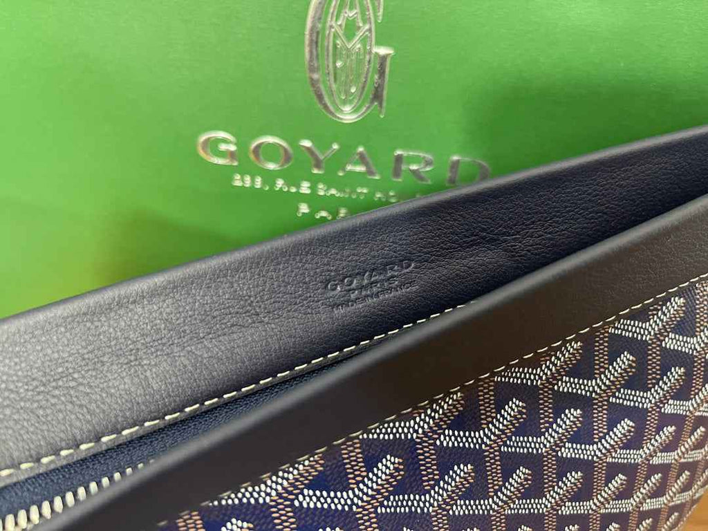 Goyard Conti Pouch Goyardine Canvas Calfskin GY028591 Navy Blue