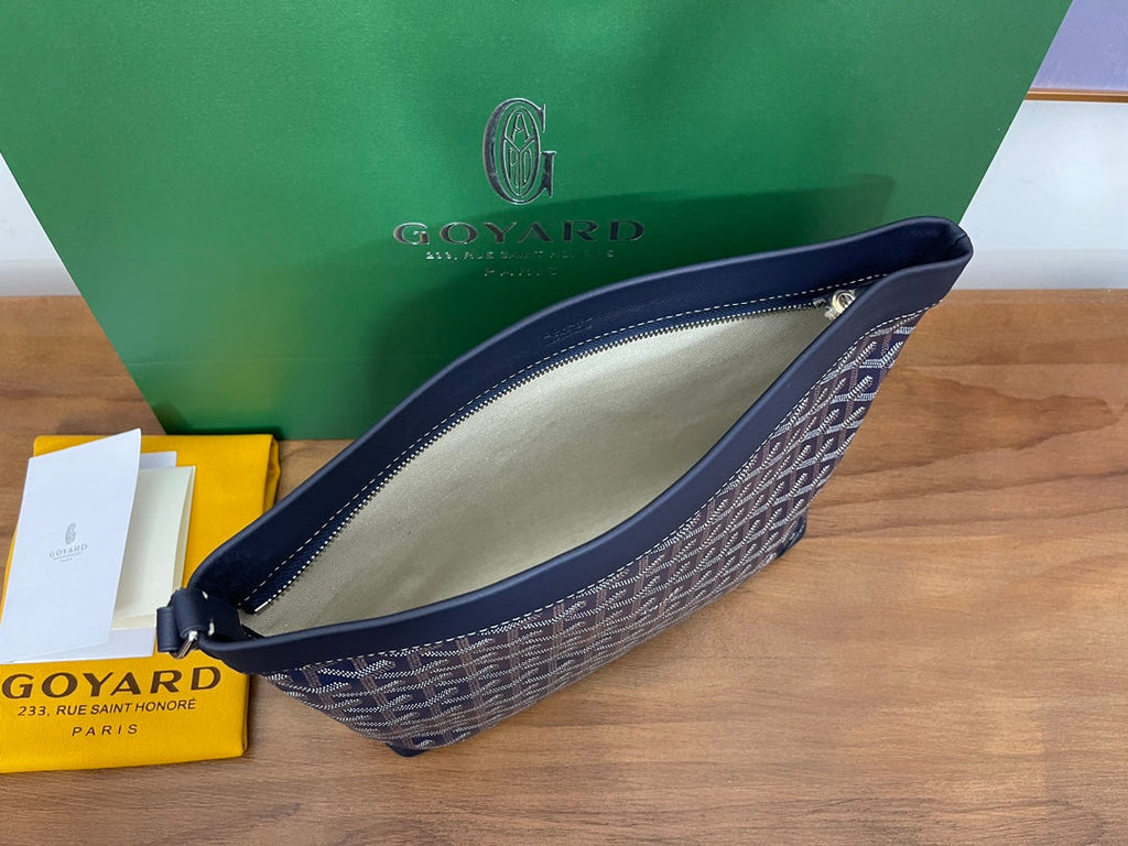 Goyard Conti Pouch Goyardine Canvas Calfskin GY028591 Navy Blue