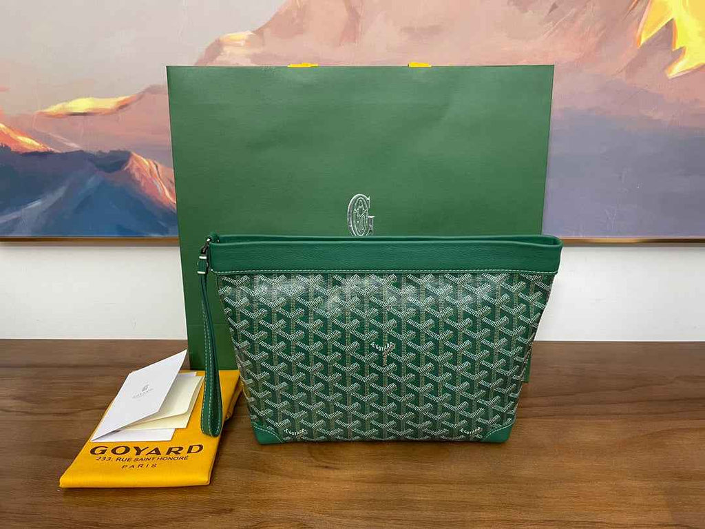 Goyard Conti Pouch Goyardine Canvas Calfskin GY028591 Green