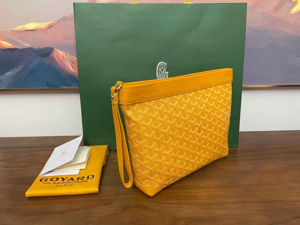 Goyard Conti Pouch Goyardine Canvas Calfskin GY028591 Yellow
