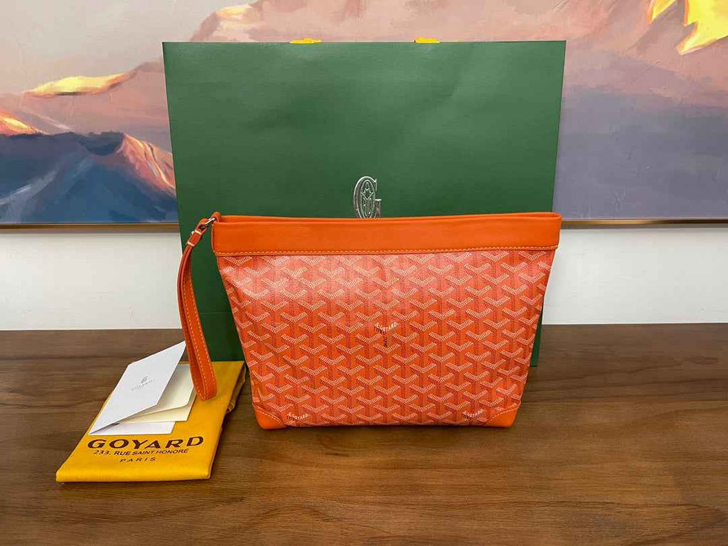 Goyard Conti Pouch Goyardine Canvas Calfskin GY028591 Orange