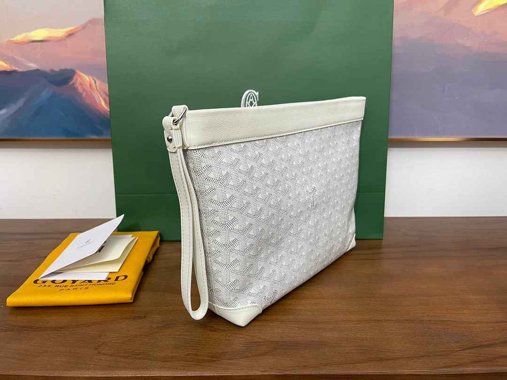Goyard Conti Pouch Goyardine Canvas Calfskin GY028591 White