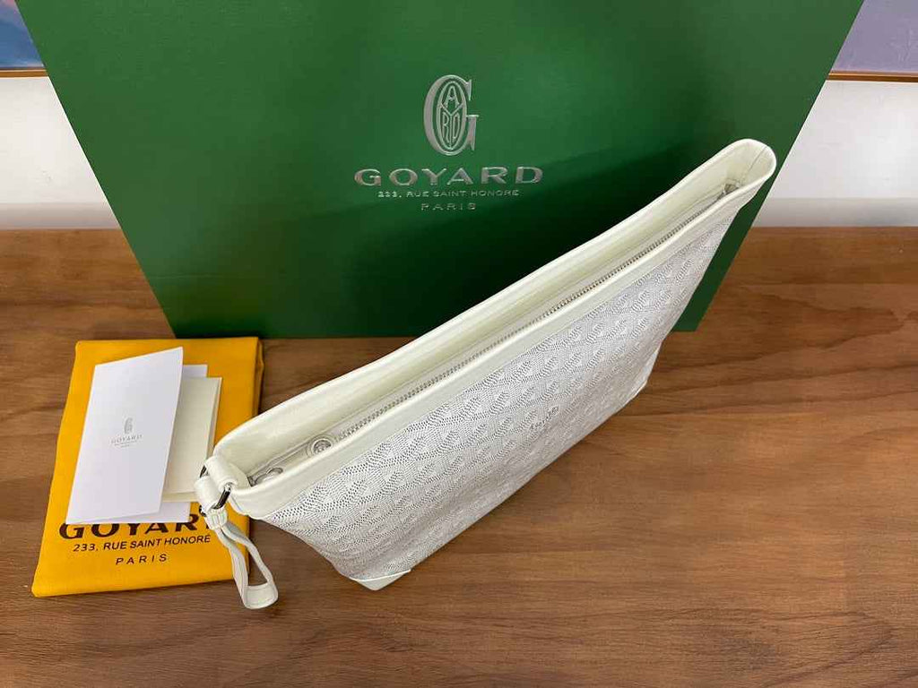 Goyard Conti Pouch Goyardine Canvas Calfskin GY028591 White