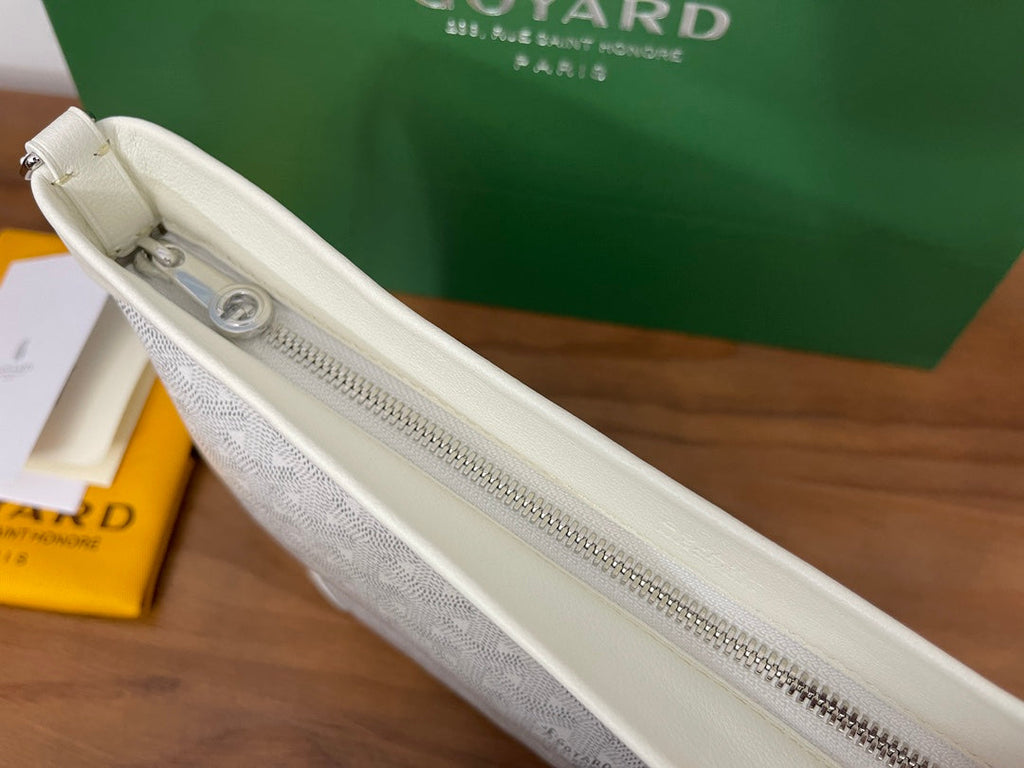 Goyard Conti Pouch Goyardine Canvas Calfskin GY028591 White