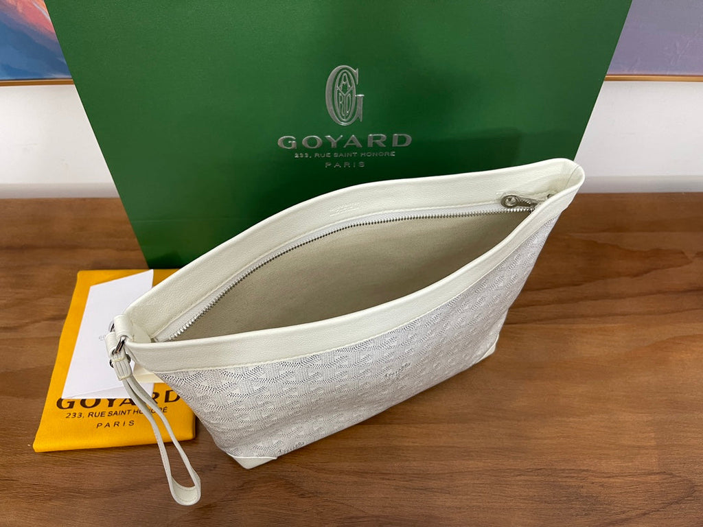 Goyard Conti Pouch Goyardine Canvas Calfskin GY028591 White