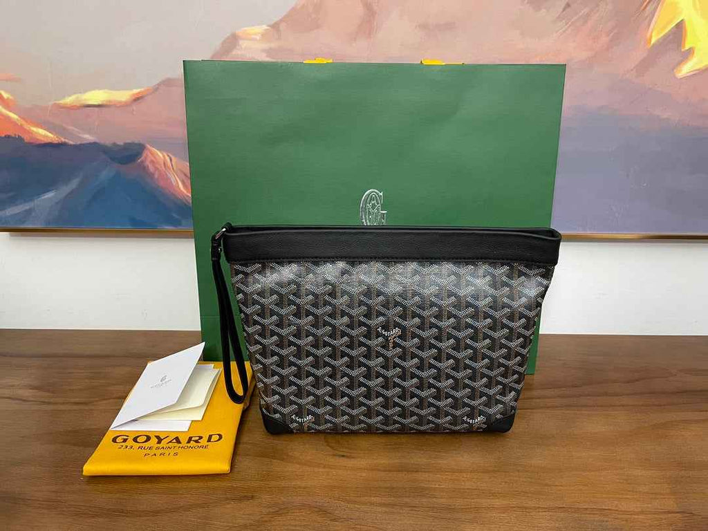 Goyard Conti Pouch Goyardine Canvas Calfskin GY028591 Black