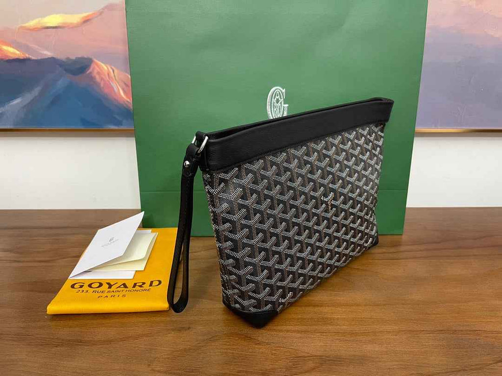 Goyard Conti Pouch Goyardine Canvas Calfskin GY028591 Black