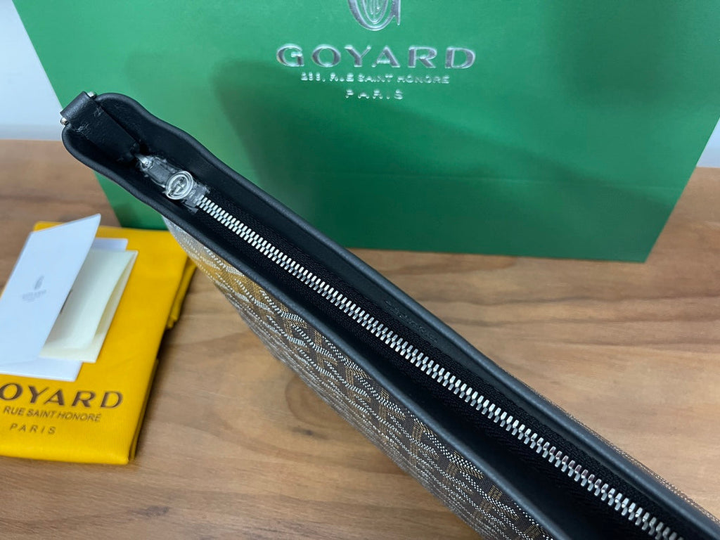 Goyard Conti Pouch Goyardine Canvas Calfskin GY028591 Black