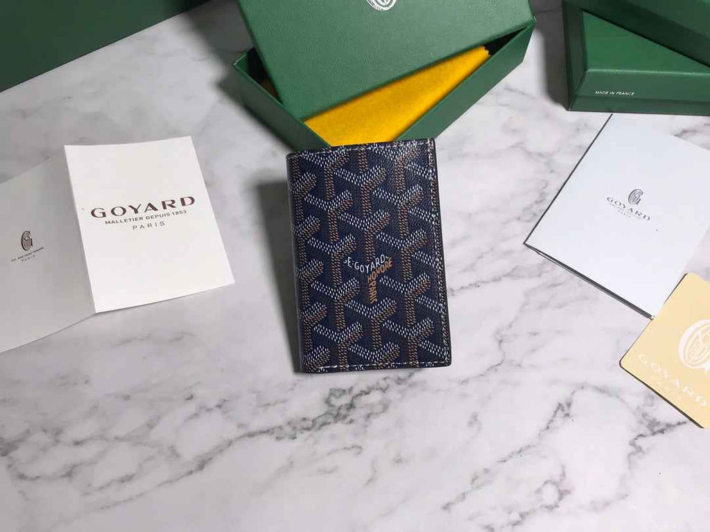 Goyard Saint-Pierre Card Wallet 5052 Calfskin Navy Blue