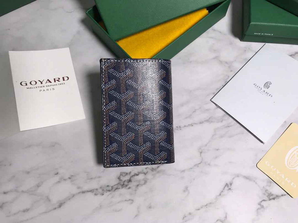 Goyard Saint-Pierre Card Wallet 5052 Calfskin Navy Blue