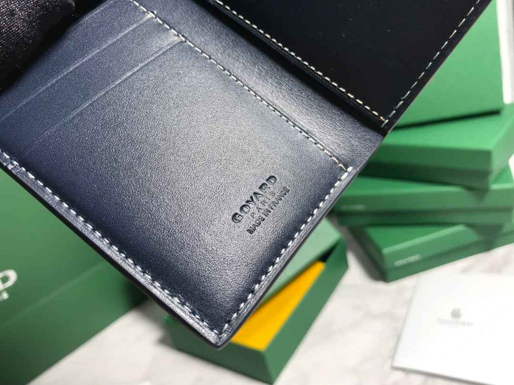 Goyard Saint-Pierre Card Wallet 5052 Calfskin Navy Blue