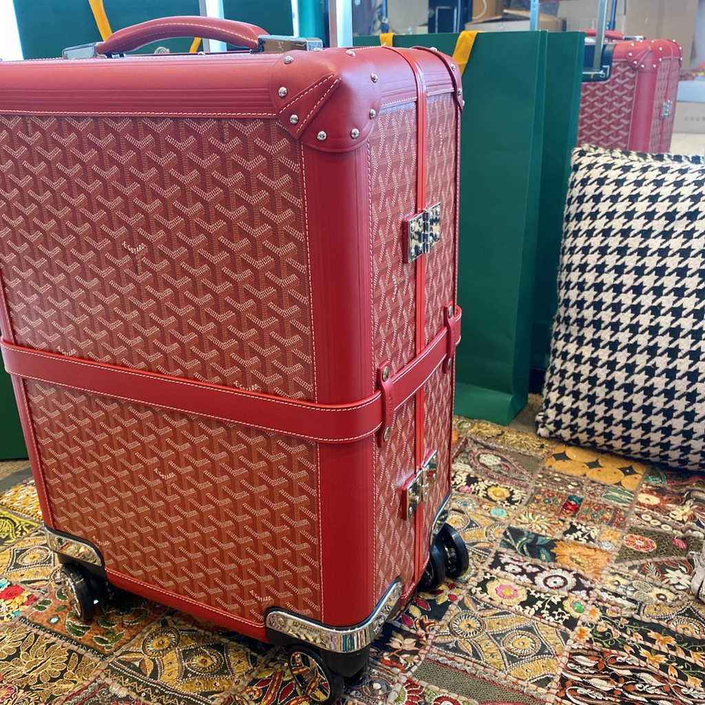 Goyard Travel Luggage 20 inch Red Leather