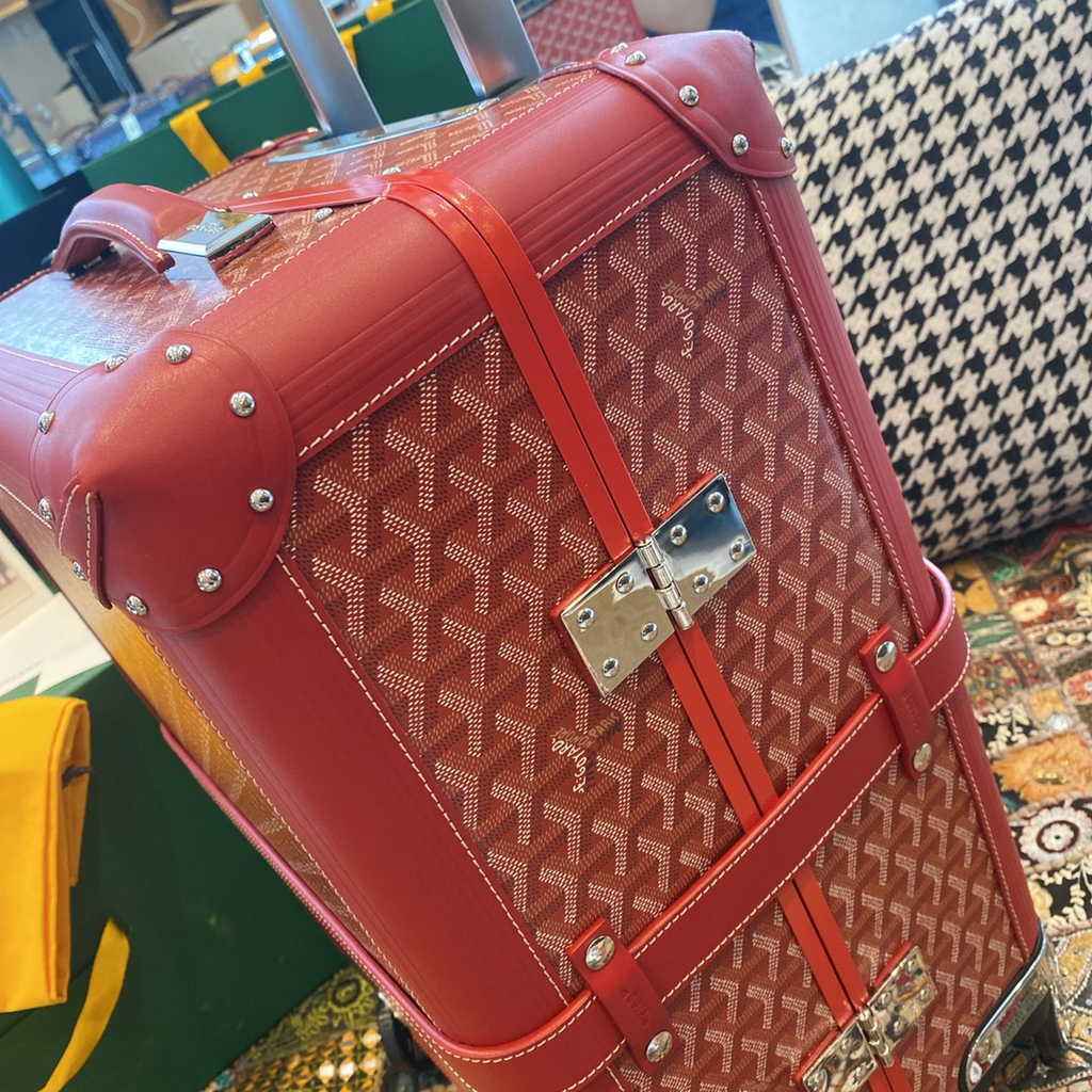 Goyard Travel Luggage 20 inch Red Leather