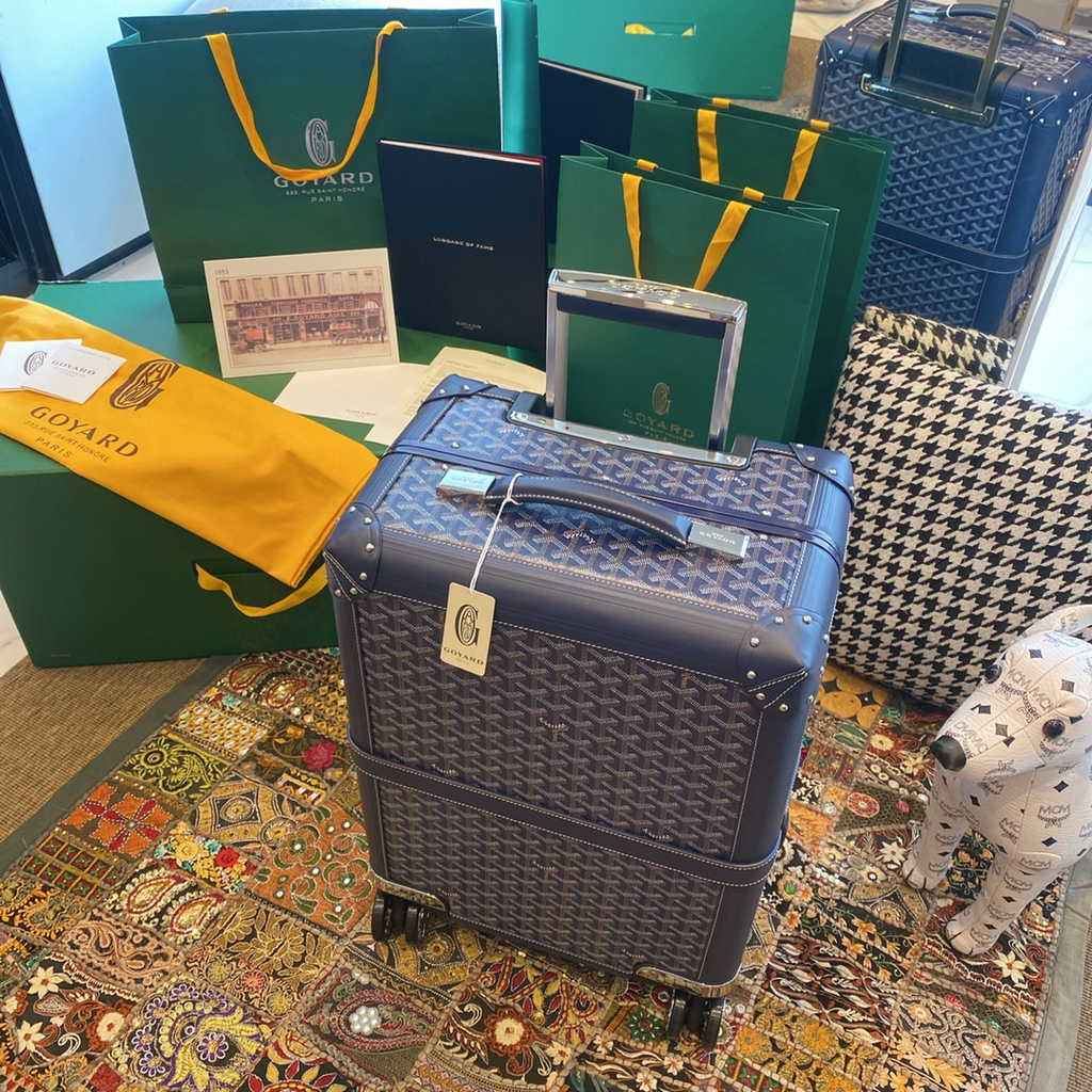 Goyard Travel Luggage 20 inch Navy Blue Leather