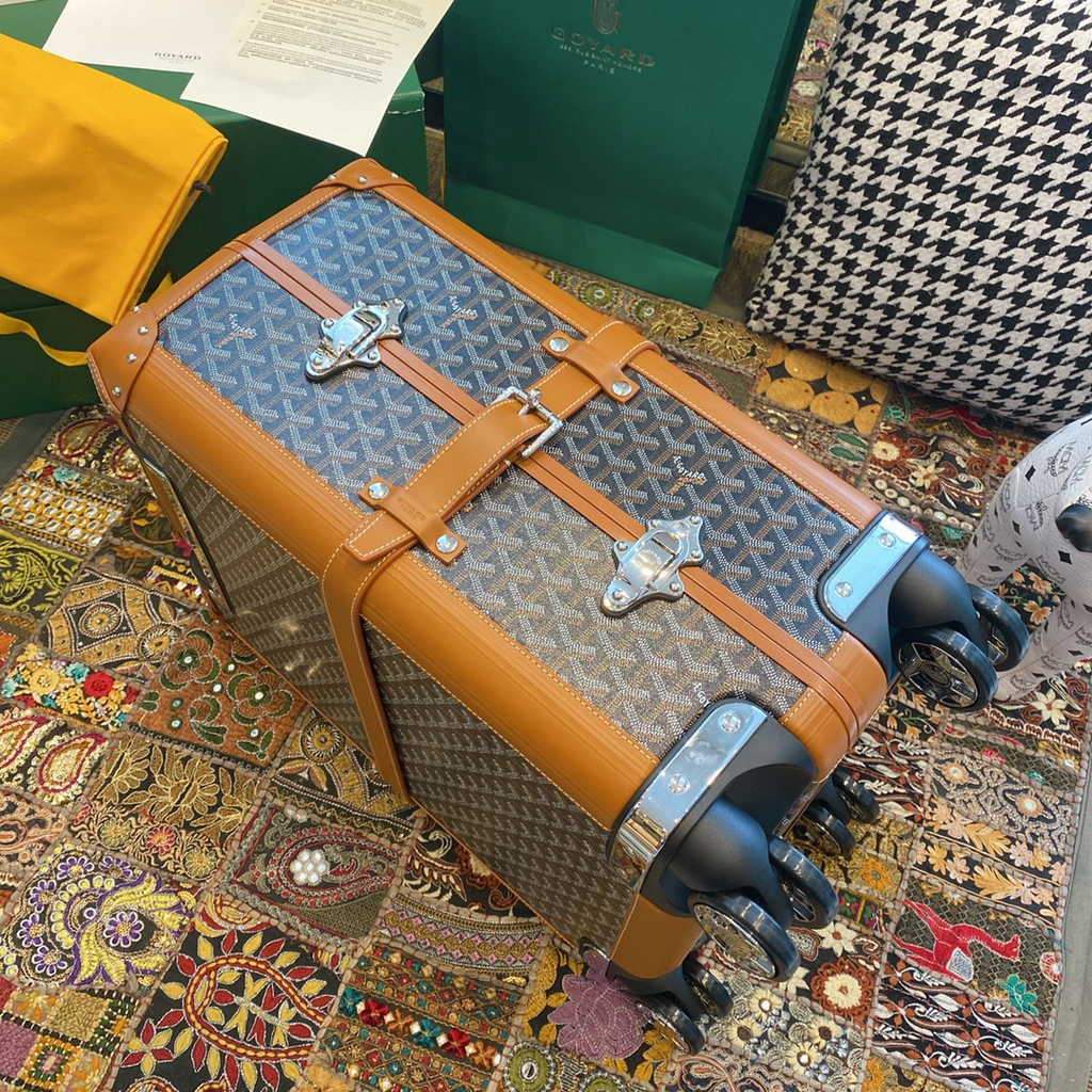 Goyard Travel Luggage 20 inchd Tan Leather