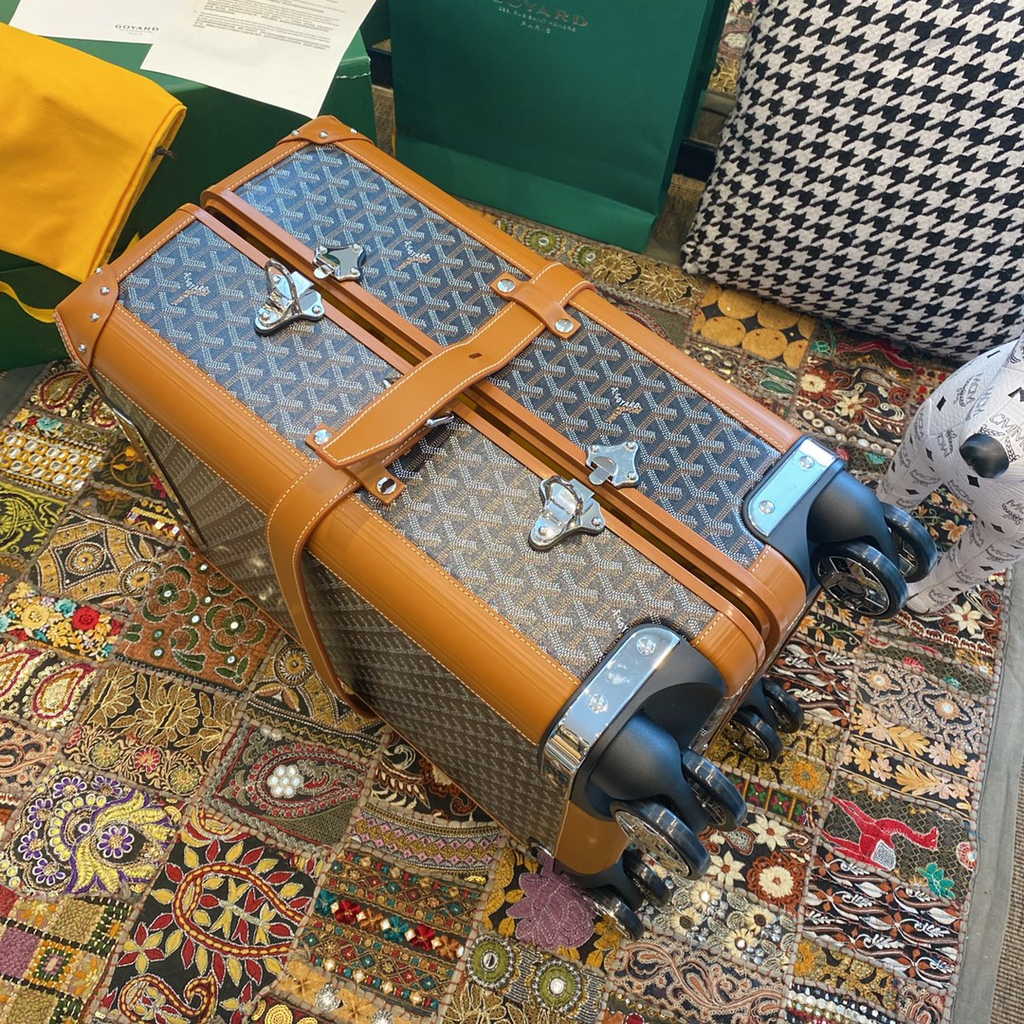 Goyard Travel Luggage 20 inchd Tan Leather