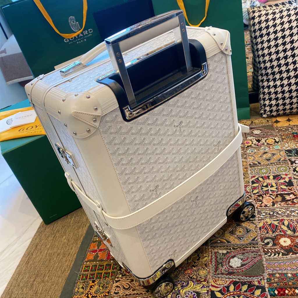 Goyard Travel Luggage 20 inchd White Leather