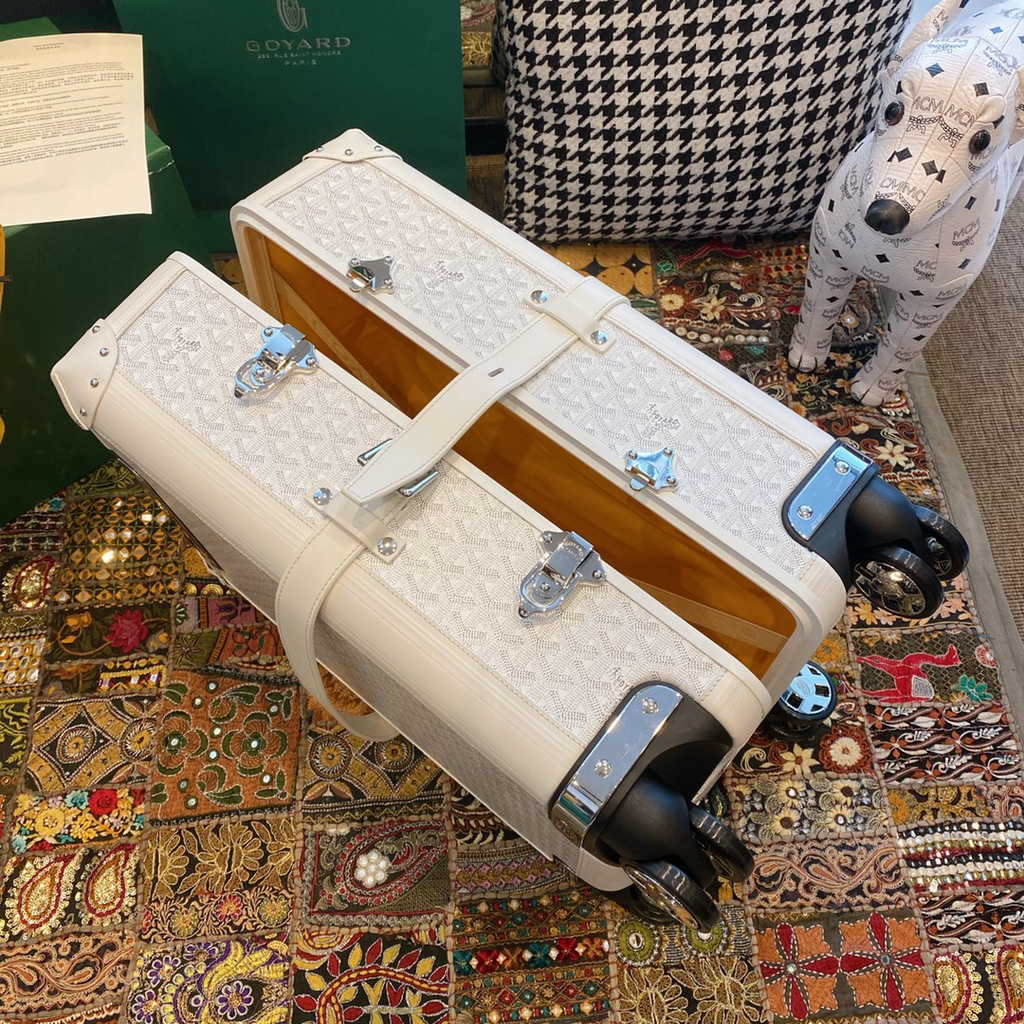 Goyard Travel Luggage 20 inchd White Leather