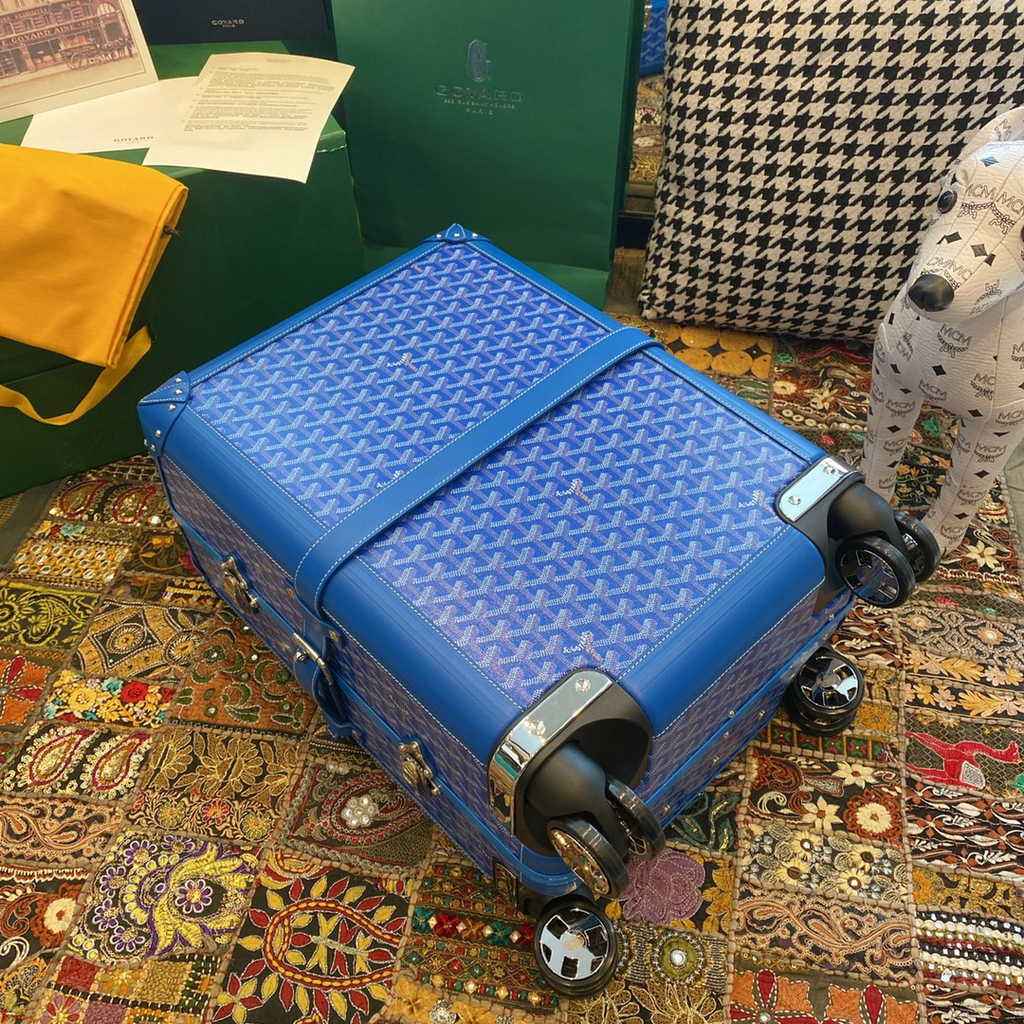 Goyard Travel Luggage 20 inchd Blue Leather
