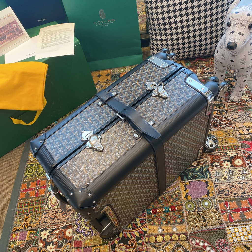 Goyard Travel Luggage 20 inchd Black Leather