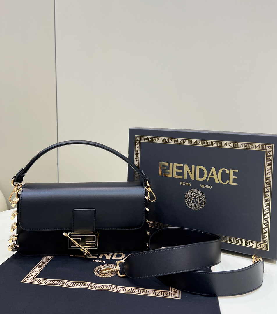 Fendi x Versace Fendace Brooch Baguette NM Bag 8BS068 Black