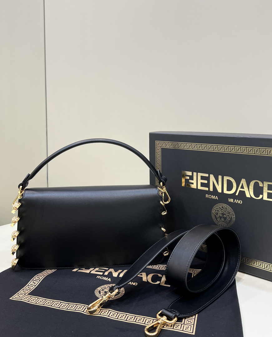 Fendi x Versace Fendace Brooch Baguette NM Bag 8BS068 Black