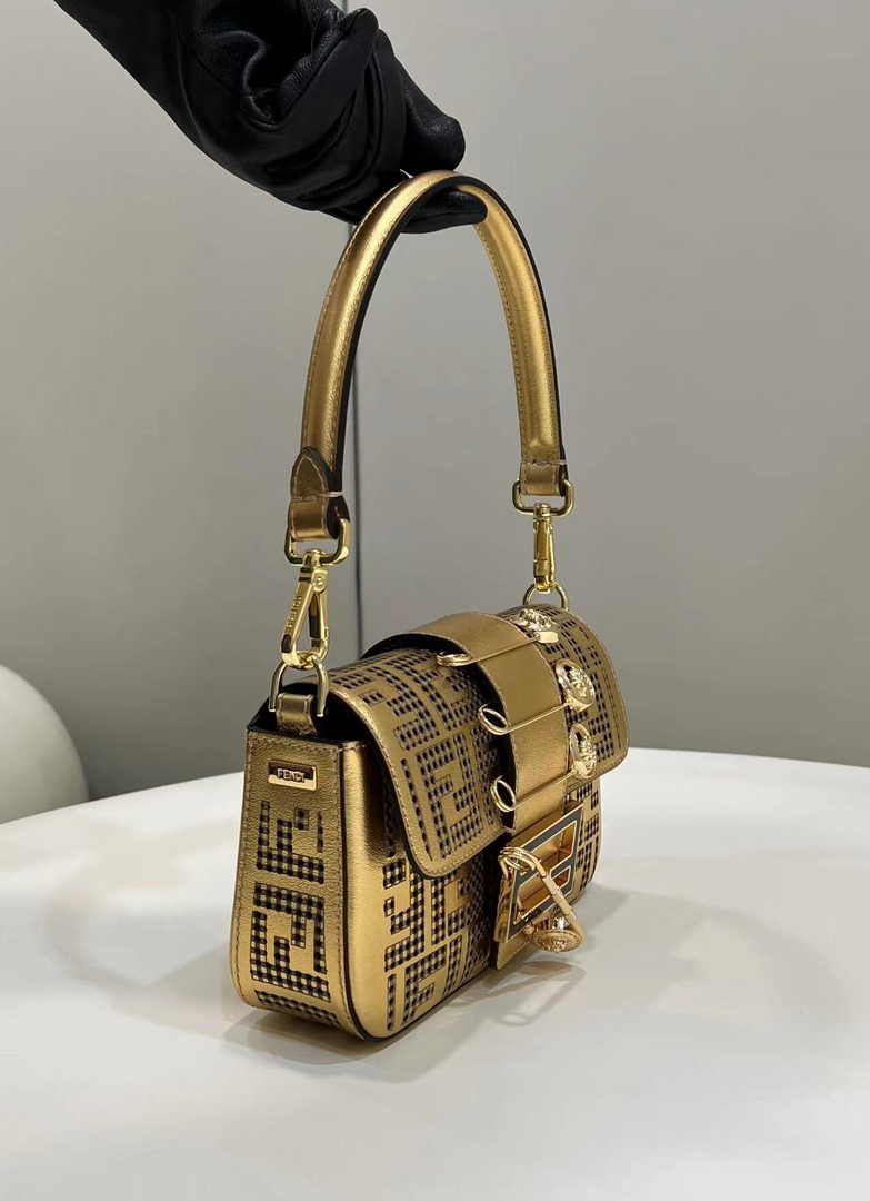 Fendi x Versace Fendace Brooch Baguette NM Bag 8BS066 Gold