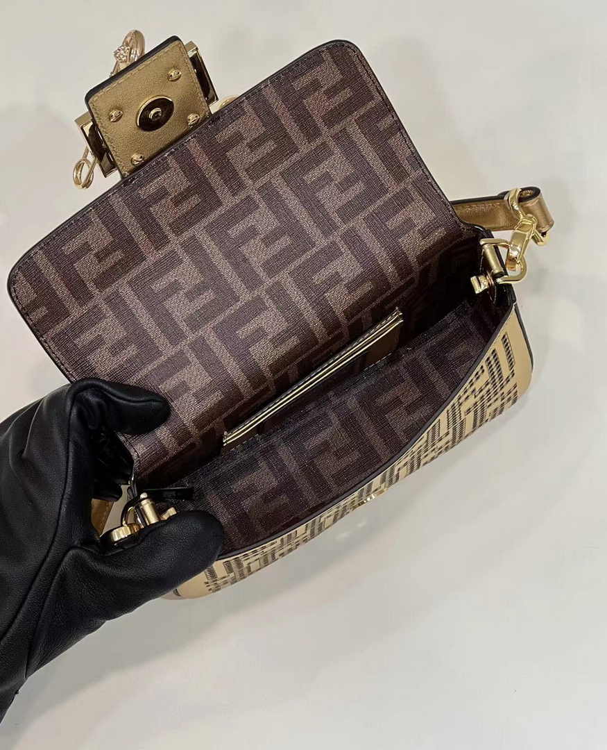 Fendi x Versace Fendace Brooch Baguette NM Bag 8BS066 Gold