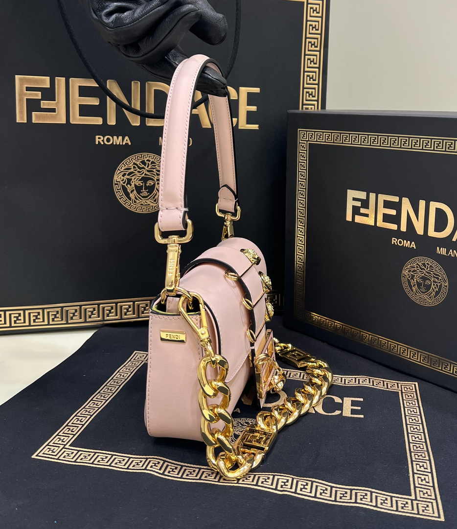 Fendi x Versace Fendace Brooch Baguette NM Bag 8BS066 Pink