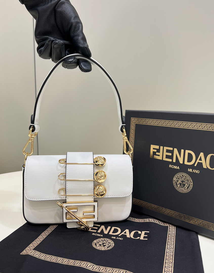 Fendi x Versace Fendace Brooch Baguette NM Bag 8BS066 Beige