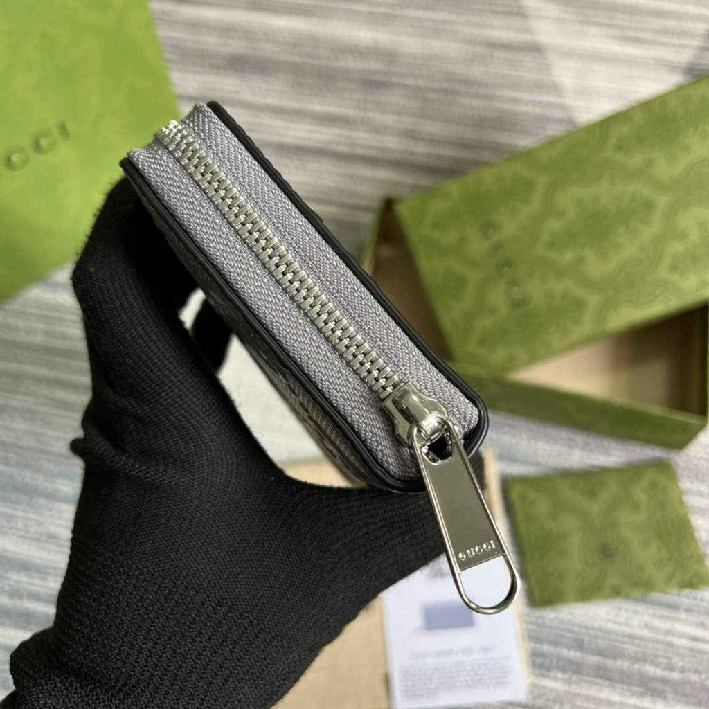 ‎Gucci ‎625558 GG embossed zip around wallet gray