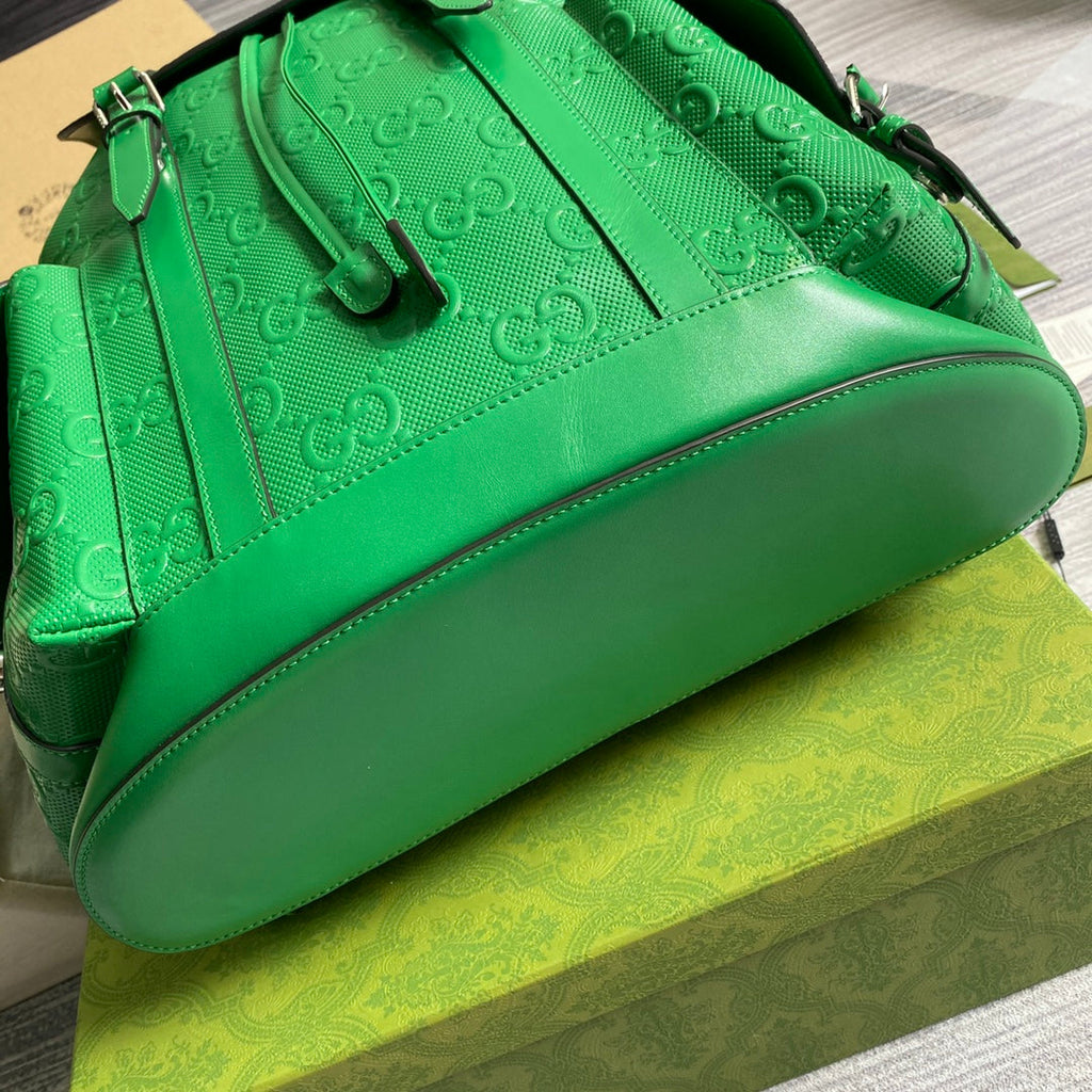 Gucci 625770 GG embossed backpack Green Leather