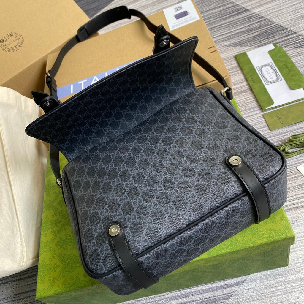 Gucci ‎‎658542 GG Messenger bag Black Supreme canvas