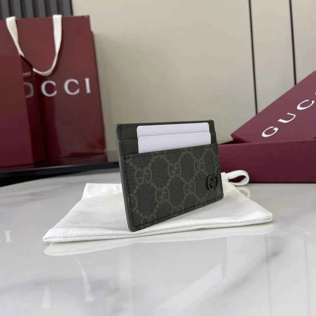Gucci Bi-color GG card case 768248 green leather