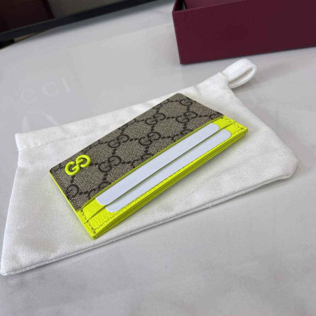Gucci Bi-color GG card case 768248 green leather