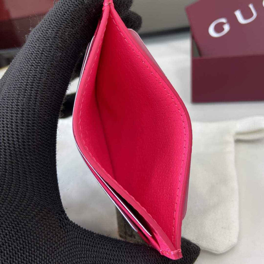 Gucci Bi-color GG card case 768248 pink leathe