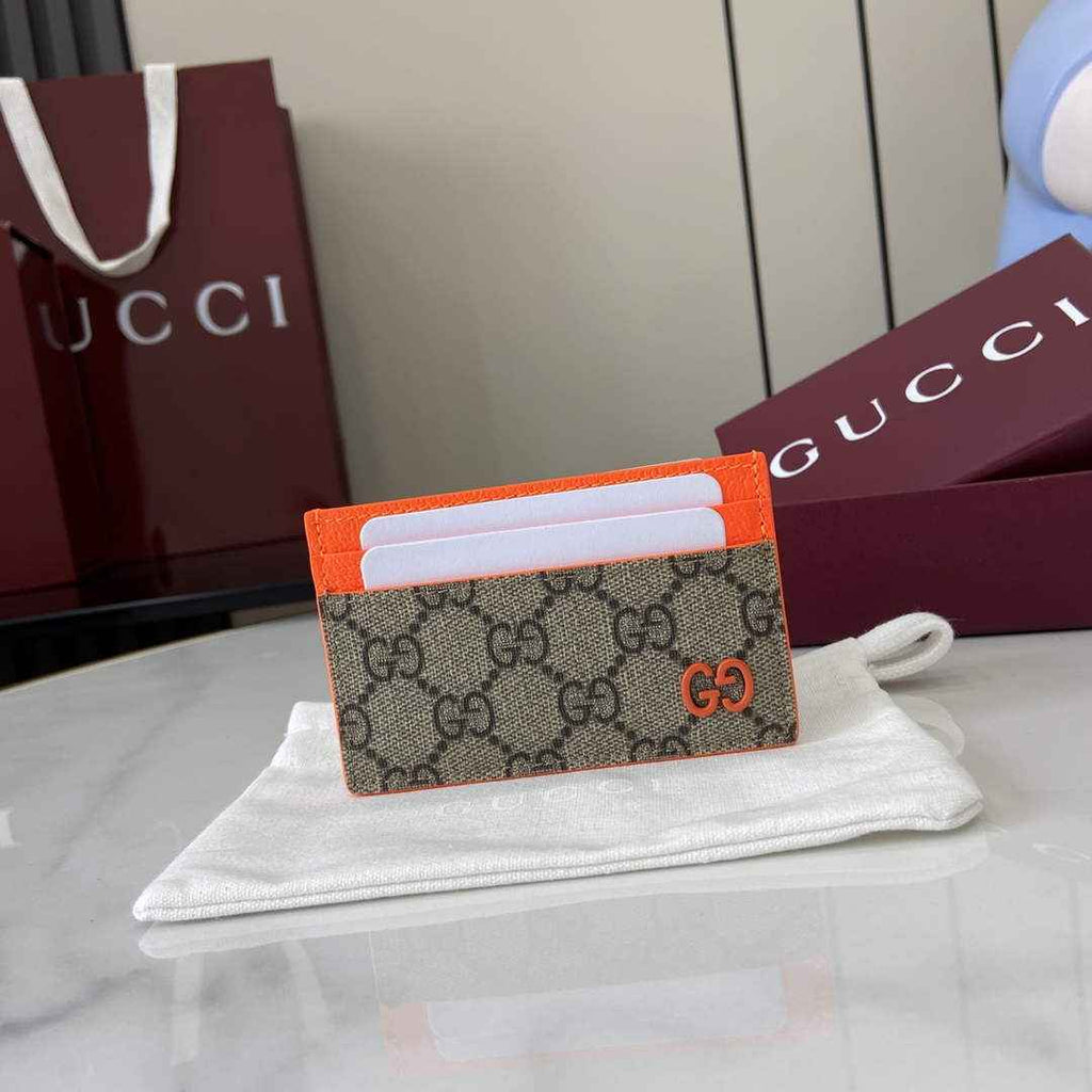 Gucci Bi-color GG card case 768248 orange leather