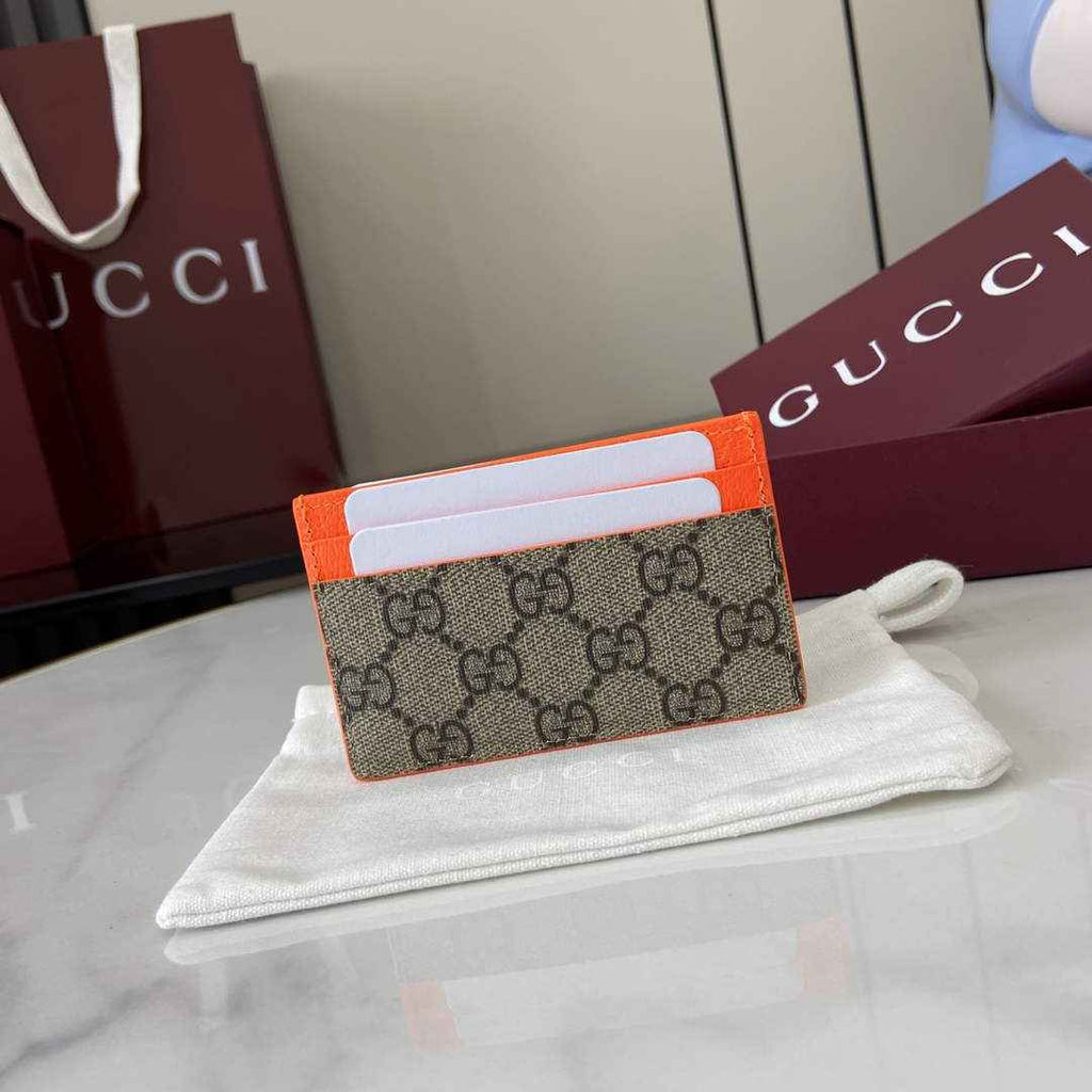 Gucci Bi-color GG card case 768248 orange leather
