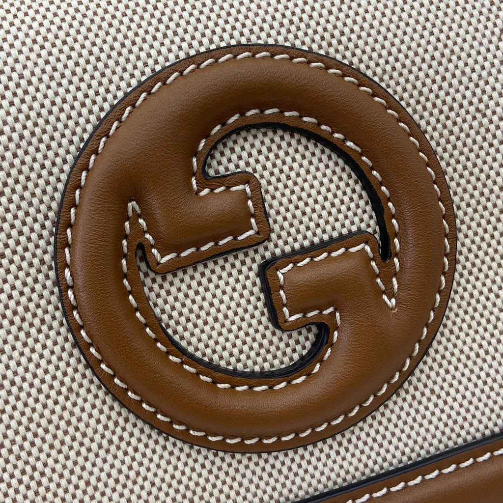 Gucci Blondie mini shoulder bag in  cotton canvas brown leather 815700