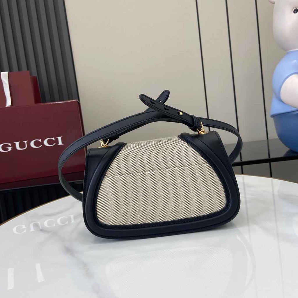 Gucci Blondie mini shoulder bag in cotton canvas black leather 815700