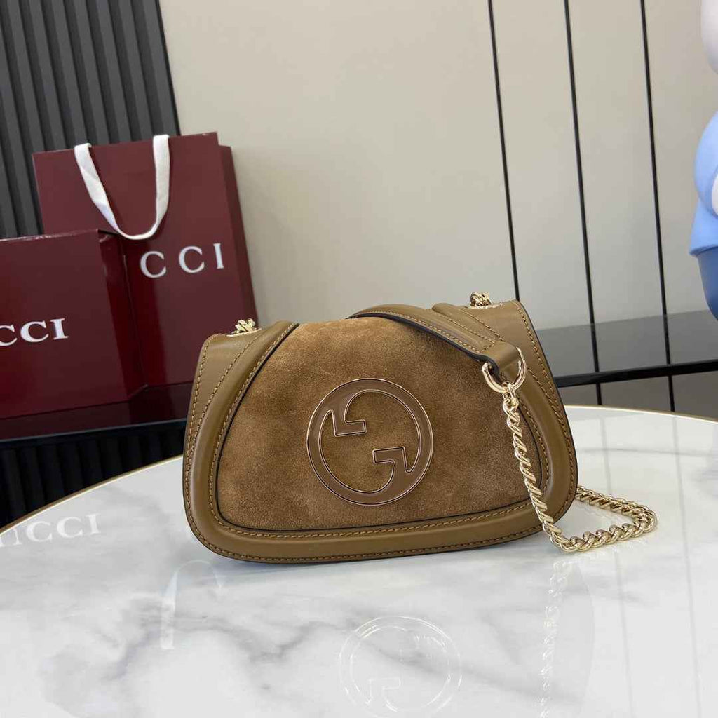 Gucci Blondie mini shoulder bag in brown suede ‎815711