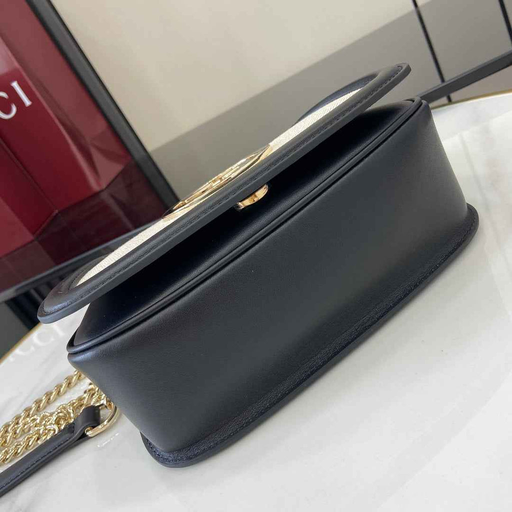 Gucci Blondie mini shoulder bag in cotton canvas black leather ‎815711