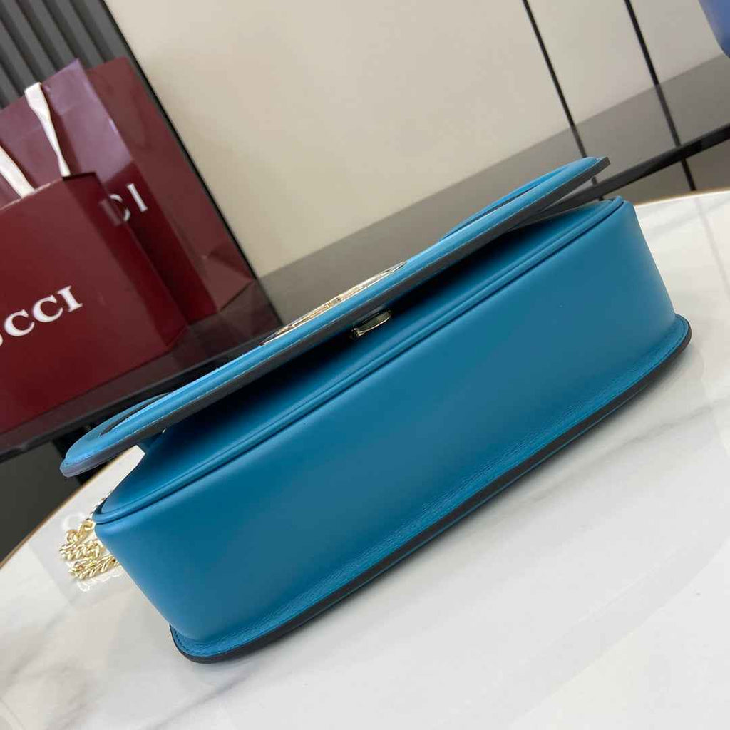 Gucci Blondie small shoulder bag in blue suede 815715