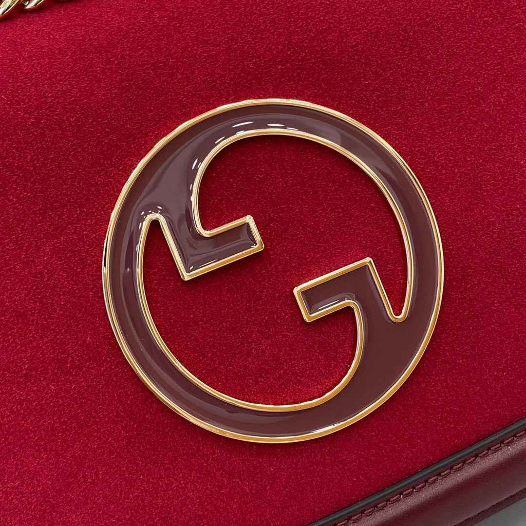 Gucci Blondie small shoulder bag in red suede 815715