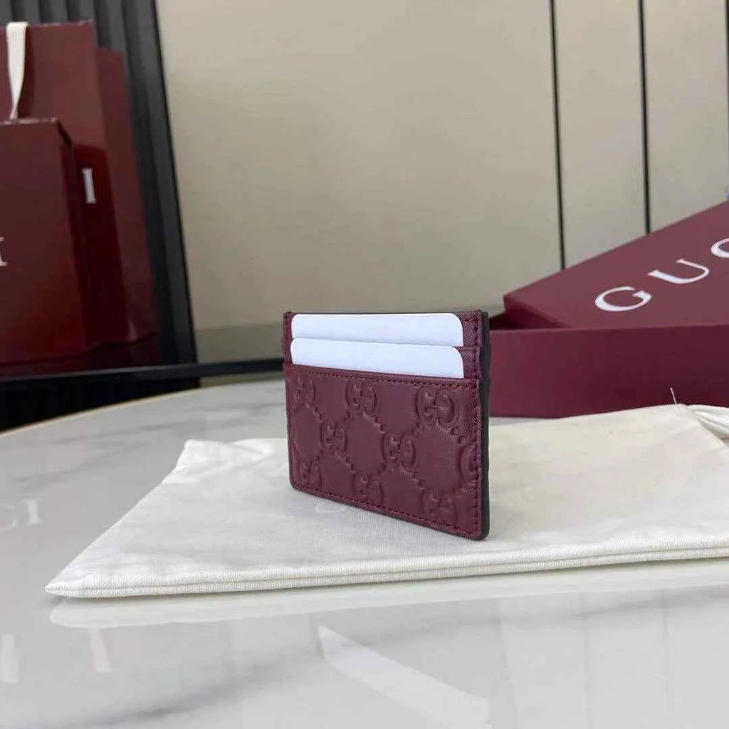 Gucci GG Emblem card case 847204 rosso ancora red gg leather